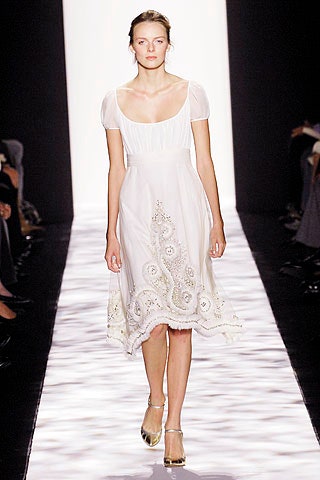 white silk embroidered dress