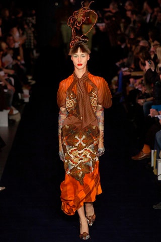 orange and brown printed maxi dress