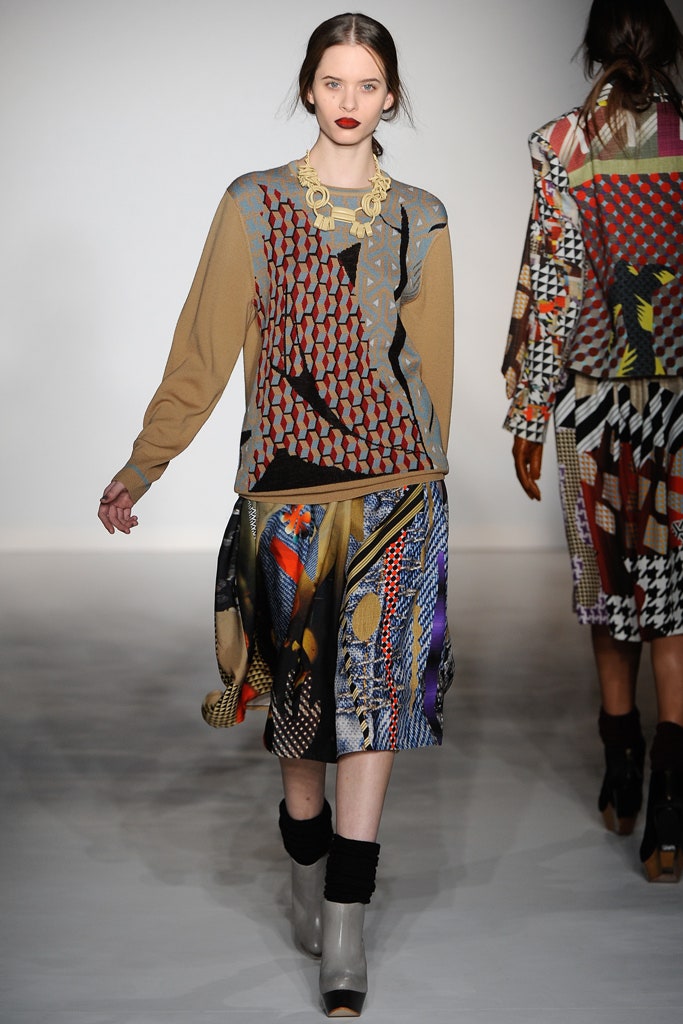 relaxed printed top with midi skirt