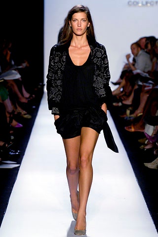 black silk mini dress with embroidered jacket