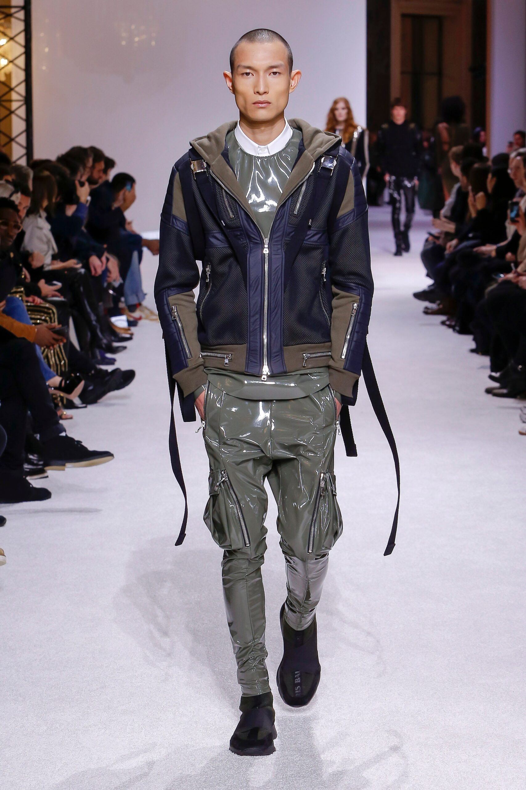 black green vinyl jacket outfit