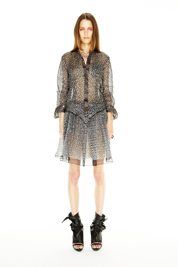 black mesh midi dress with layered design