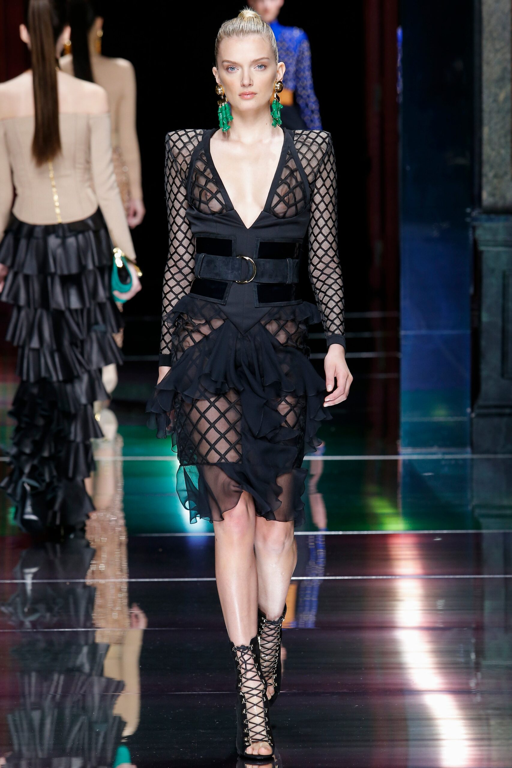 black mesh sleeveless dress