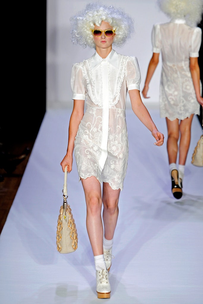 white organza collared short-sleeve floral ruffled mini-dress