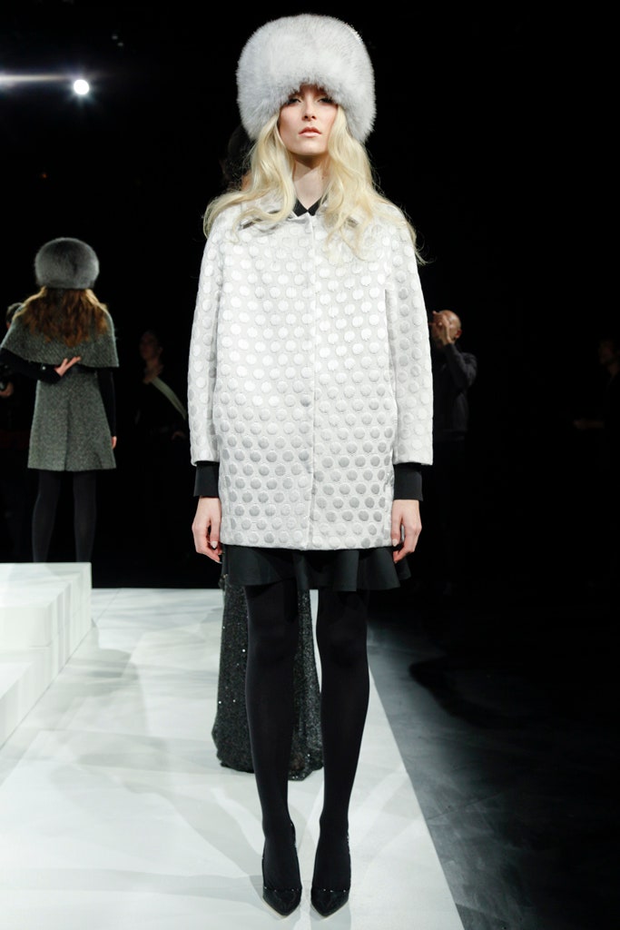 white textured collared coat