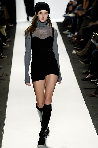 black mini dress with gray top