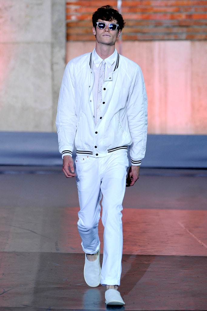 white fitted jacket and pants