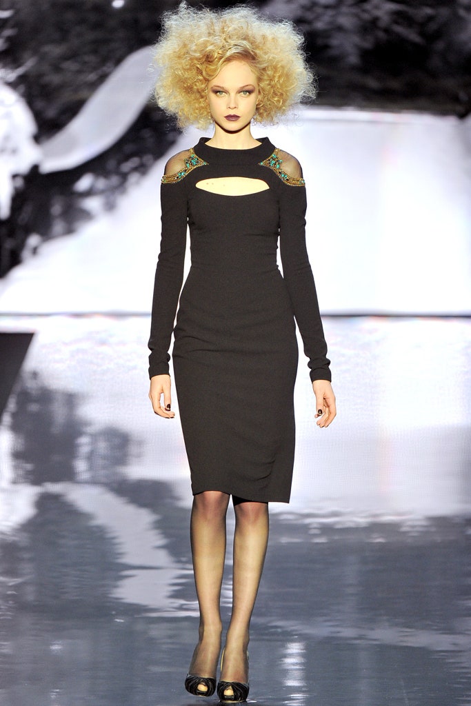 fitted black midi dress