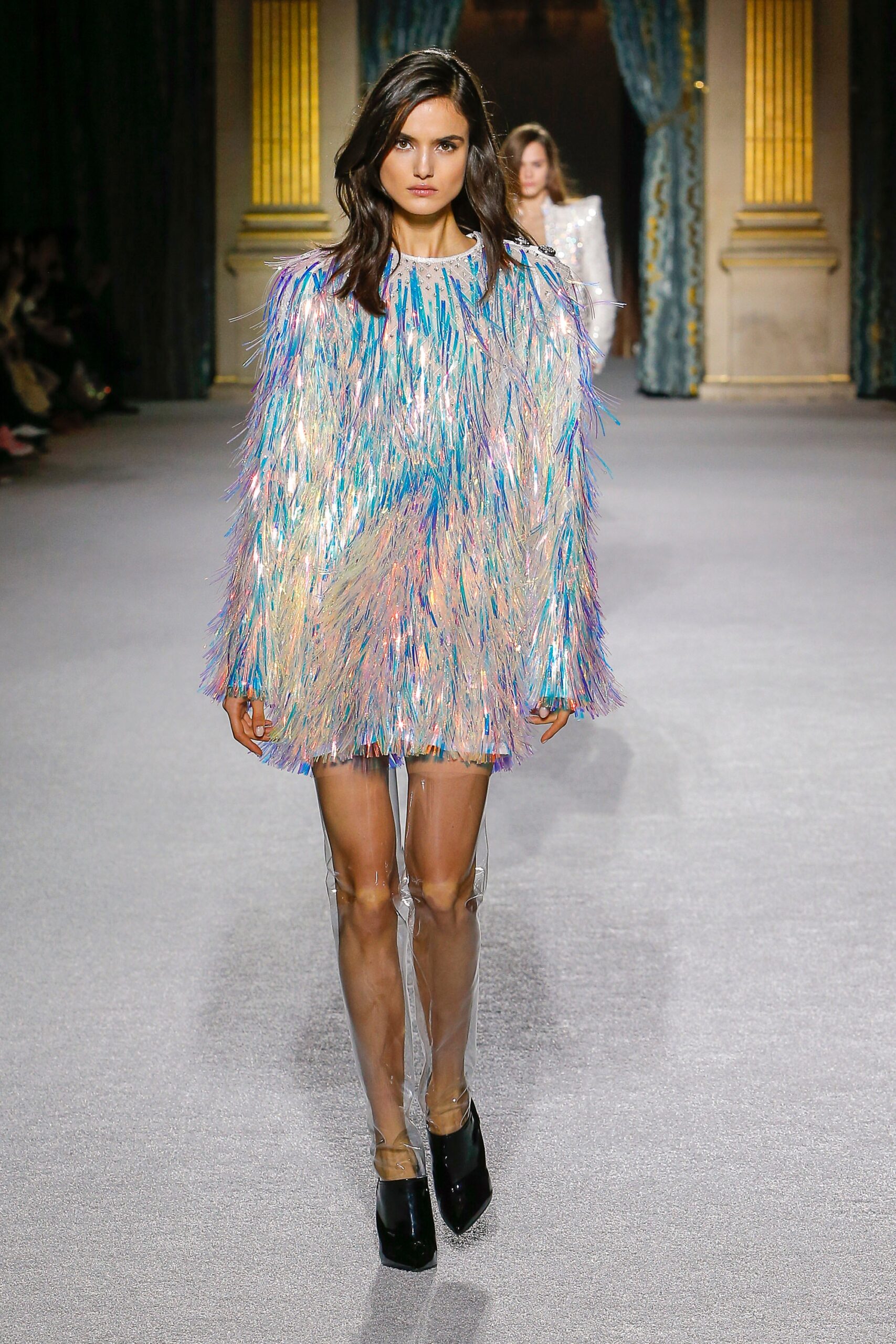 multi-colored fringed mini dress