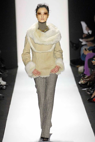beige faux-fur long-sleeve high-neck fitted zippered jacket