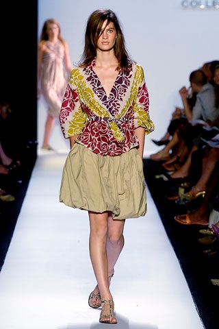 floral blouse with pleated skirt