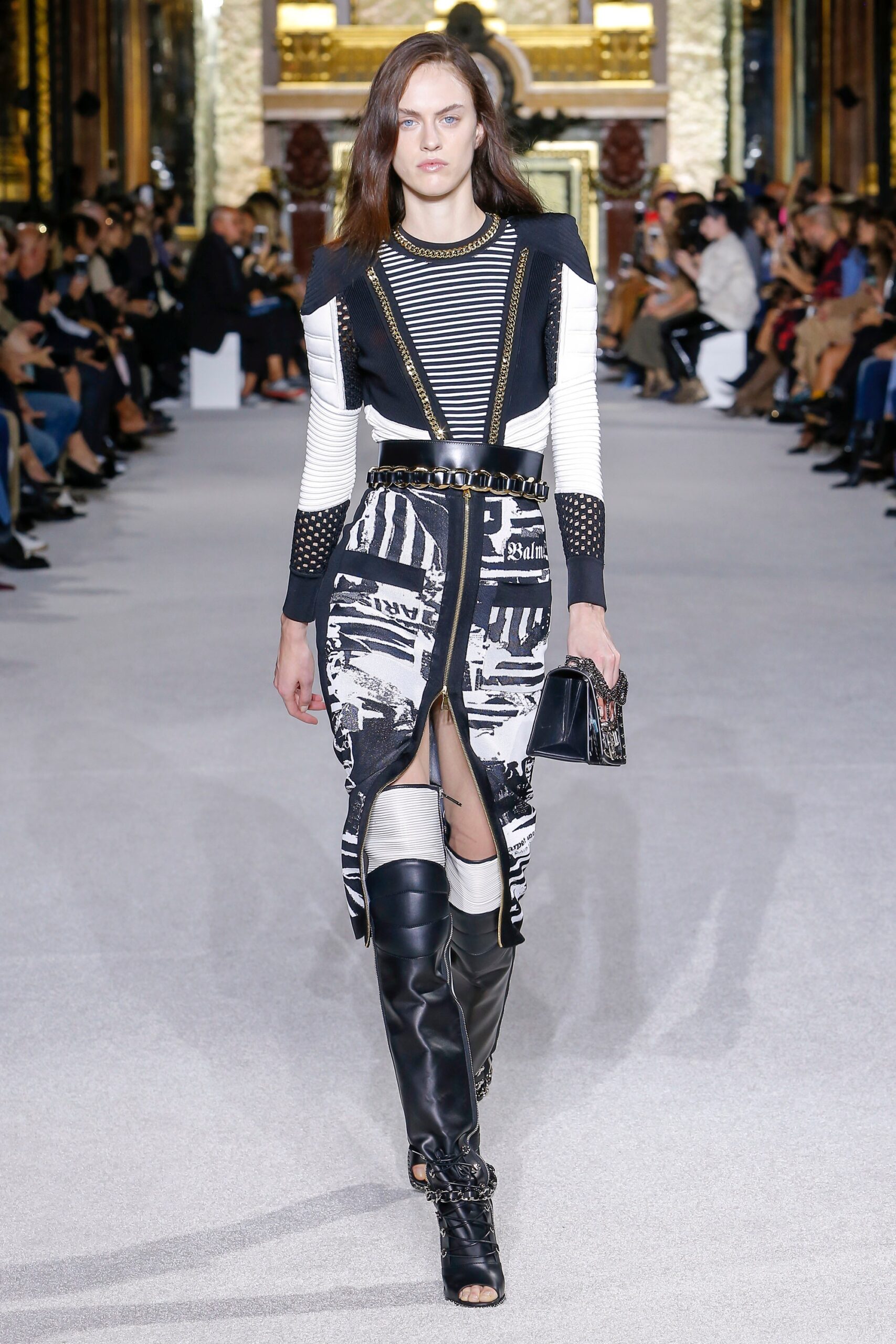 black leather fitted zippered boots