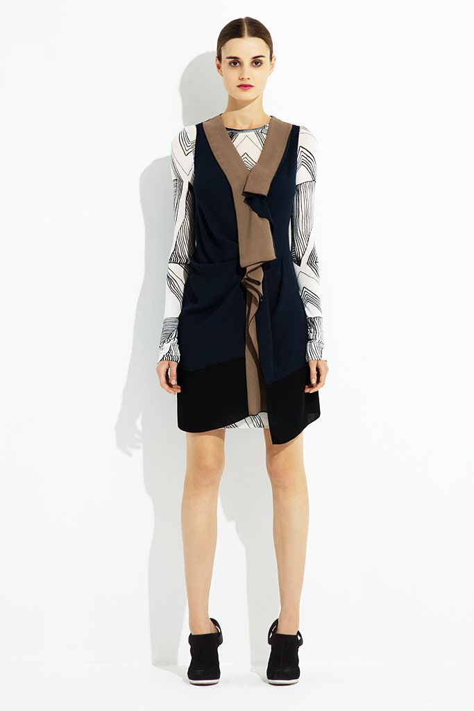color-blocked fitted mini dress