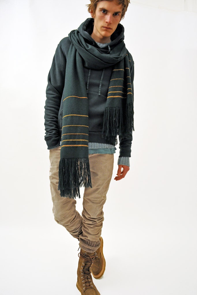 gray hoodie with wool scarf
