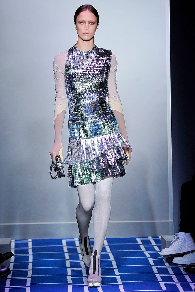 shiny silver pleated mini dress