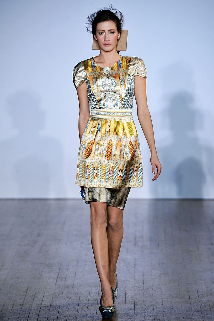 blue and yellow printed mini dress