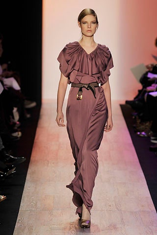 purple silk sleeveless gown