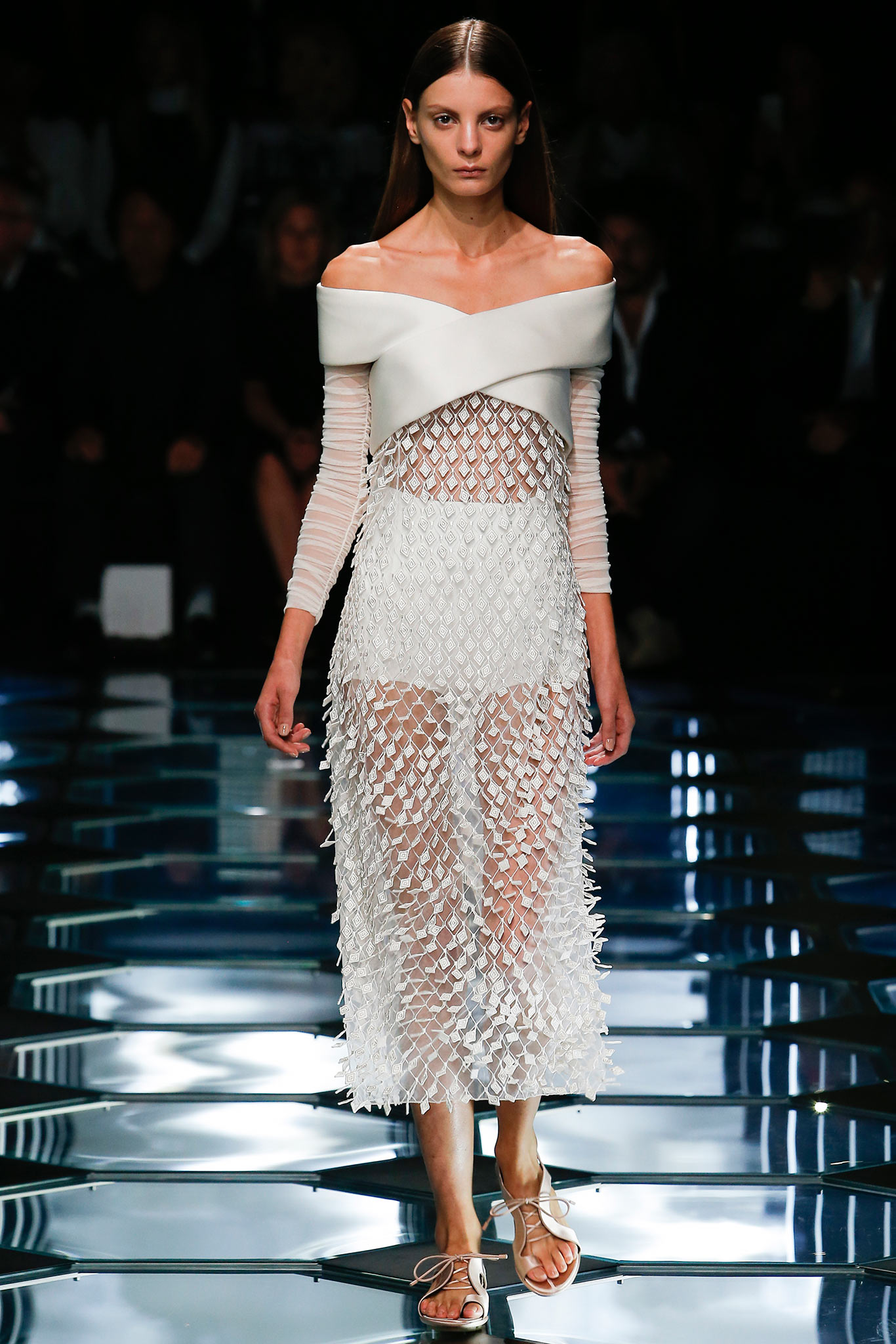 white off-shoulder midi dress