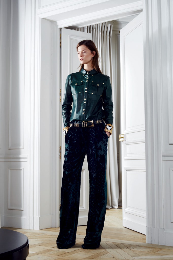 blue velvet relaxed wide-leg pants
