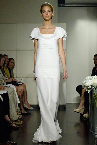 white silk fitted gown