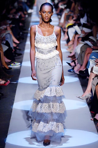 gray and white tiered dress
