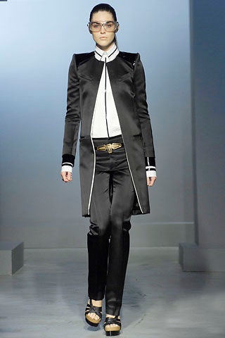 black silk coat with white shirt