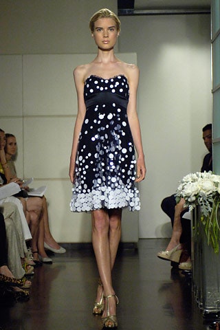 black and white polka-dot dress