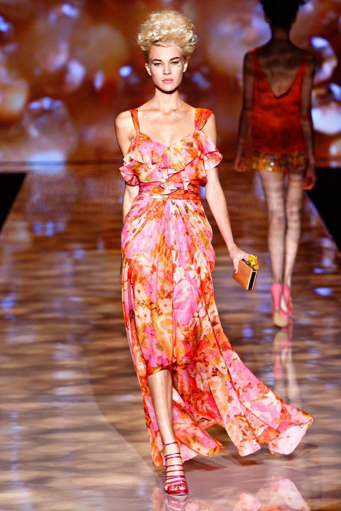 floral pink orange maxi dress