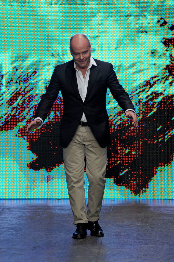 black blazer beige pants