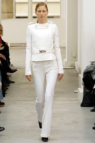 fitted white jacket and pants