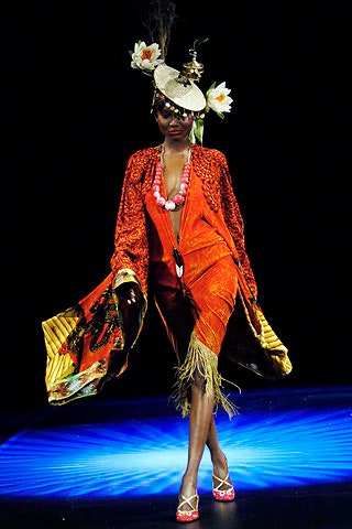 orange silk mini dress with embroidered coat