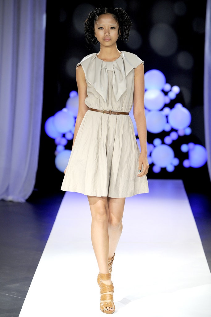 ivory belted draped mini dress