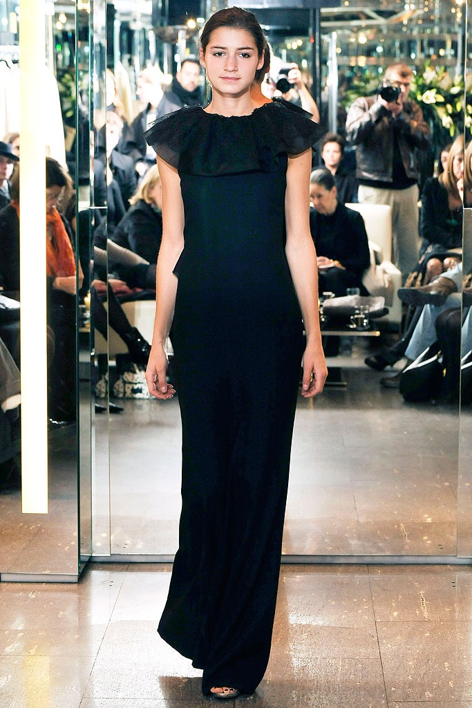 black silk sleeveless gown