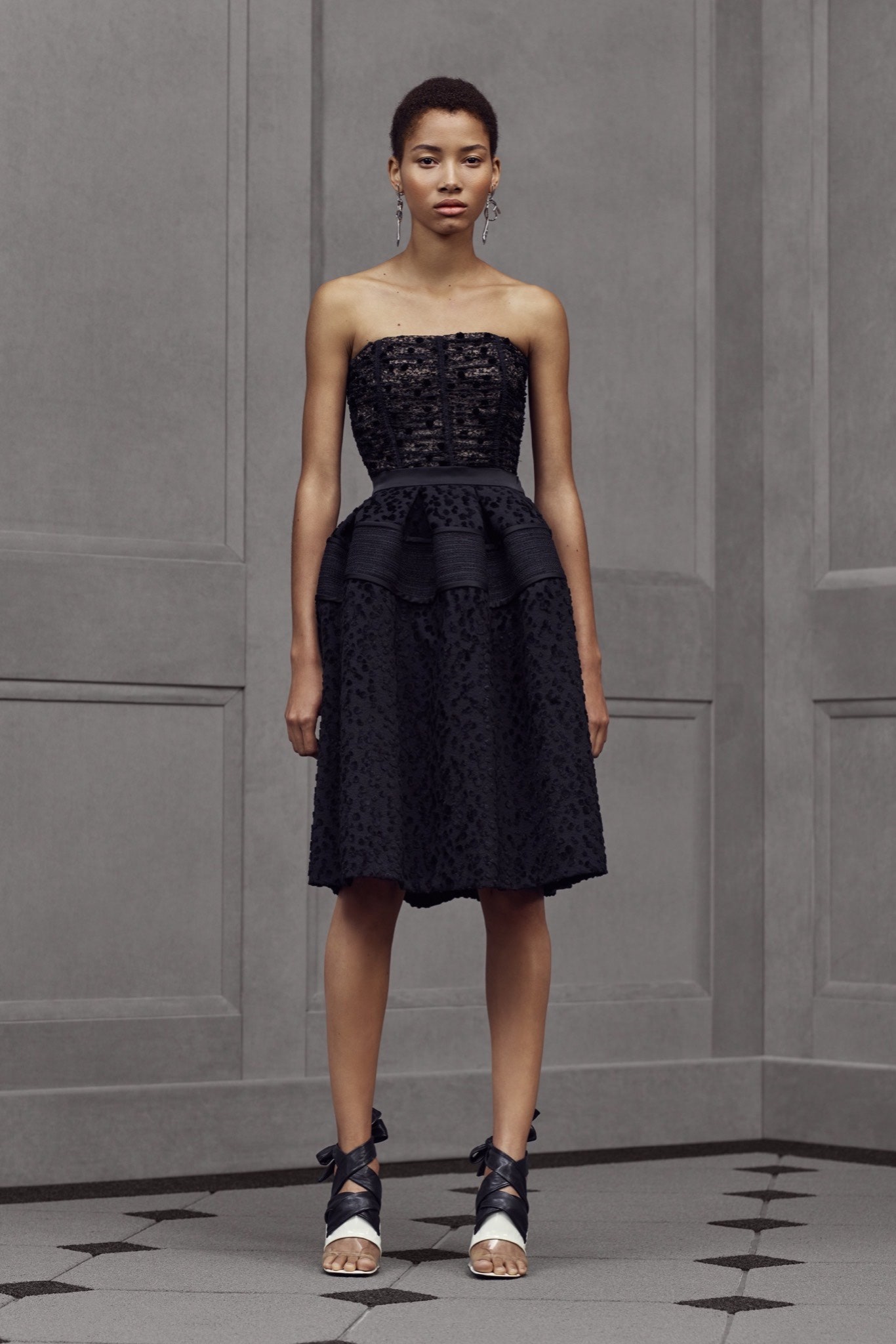 black silk strapless dress