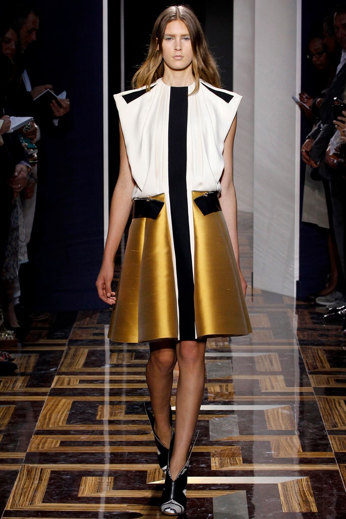 black white gold a-line dress