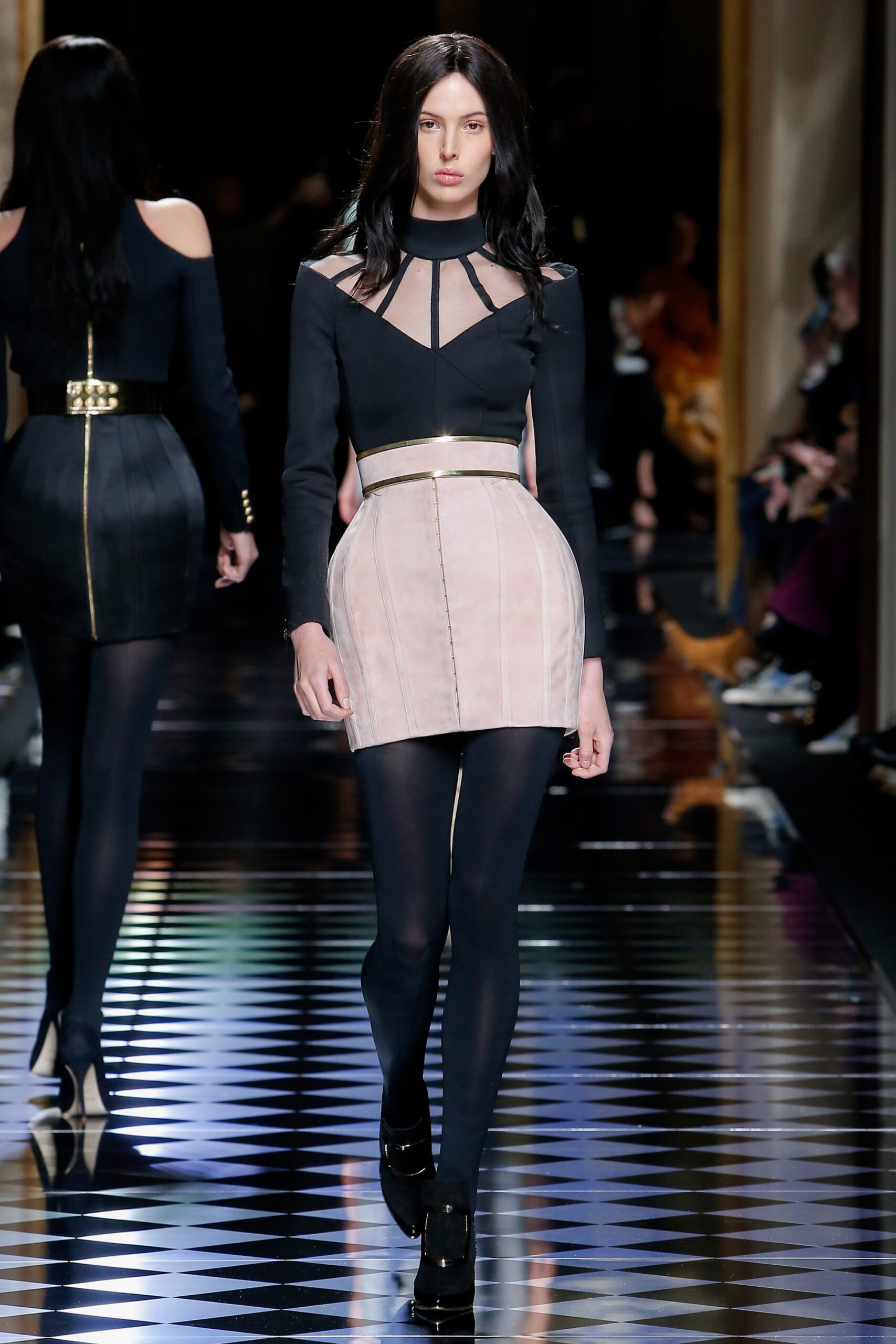 black and pink fitted dress