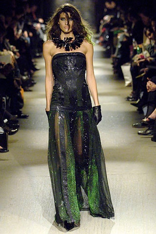 black and green strapless gown