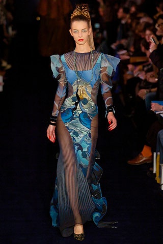 blue sheer fitted gown