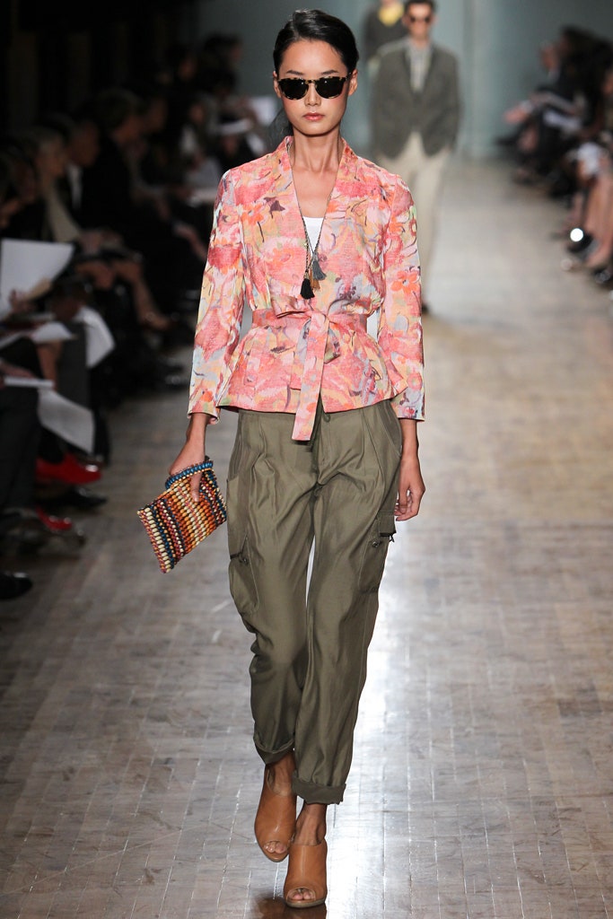 floral blazer with cargo pants