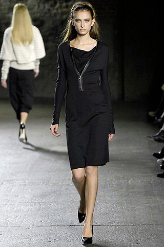 black long-sleeve zippered midi-dress