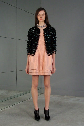 black beaded jacket pink dress