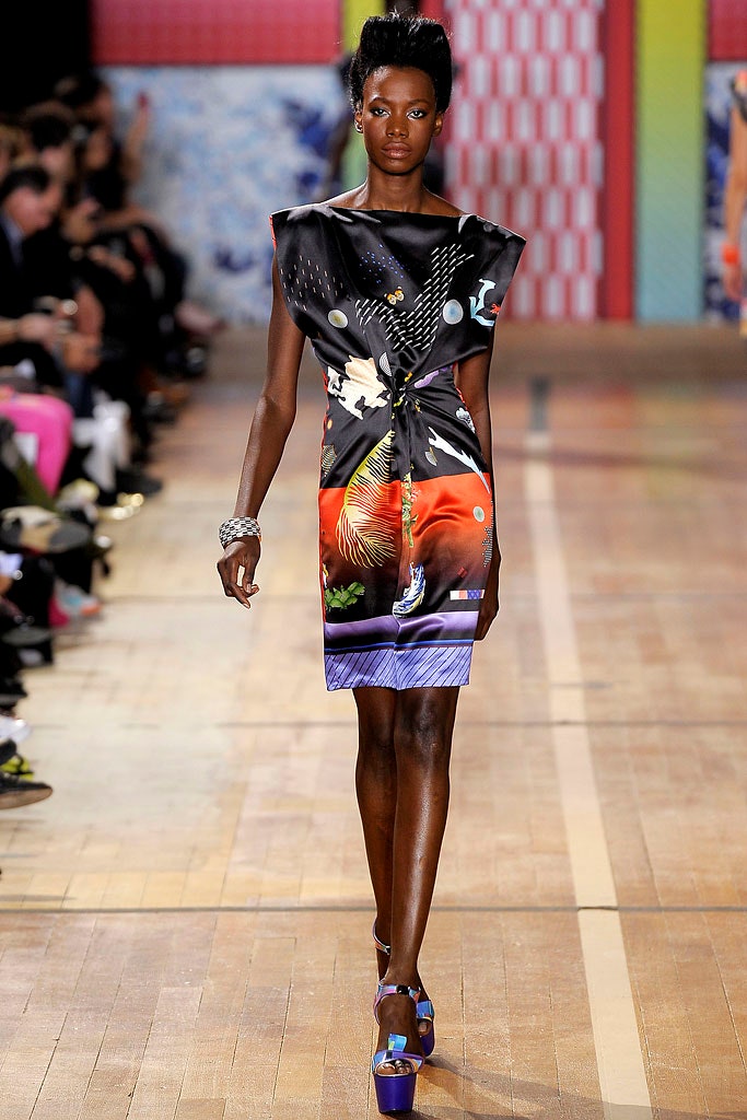 multi-colored printed sleeveless dress