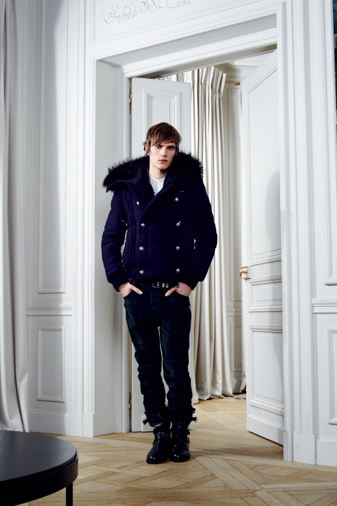 navy jacket with black pants
