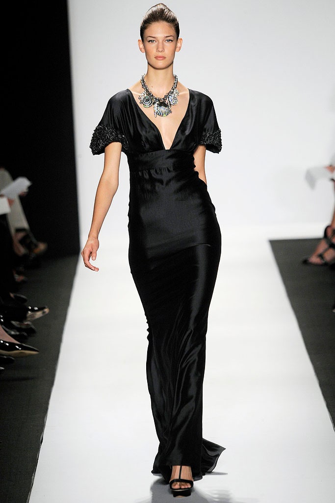 black silk fitted gown