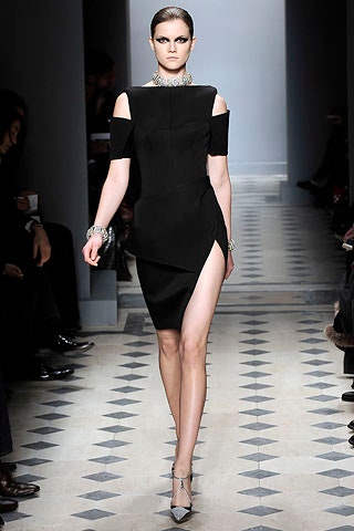 black silk off-shoulder dress