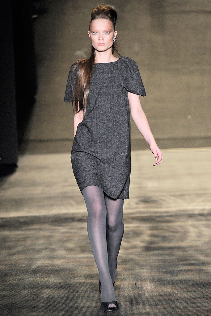 gray wool relaxed short-sleeve dress