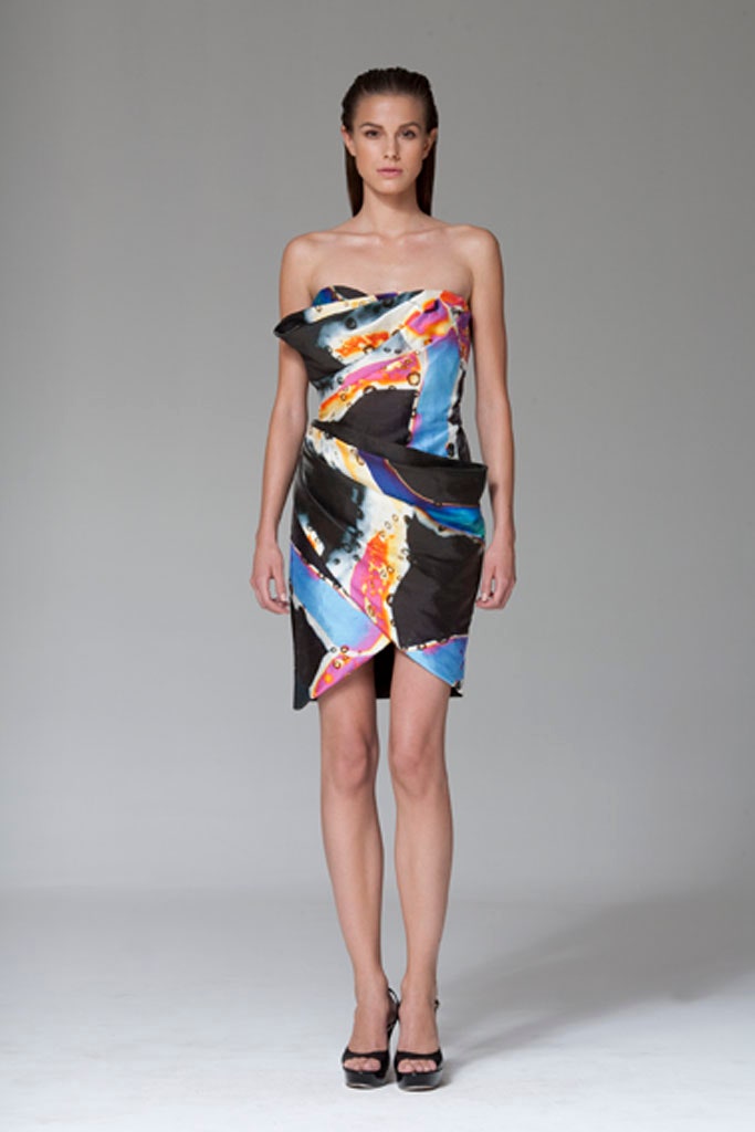 black and blue asymmetric dress