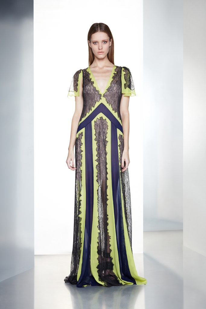 black and green lace gown