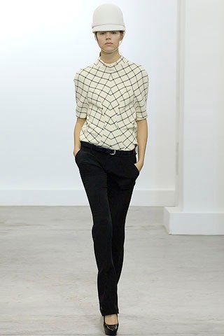 fitted checked top with slim pants