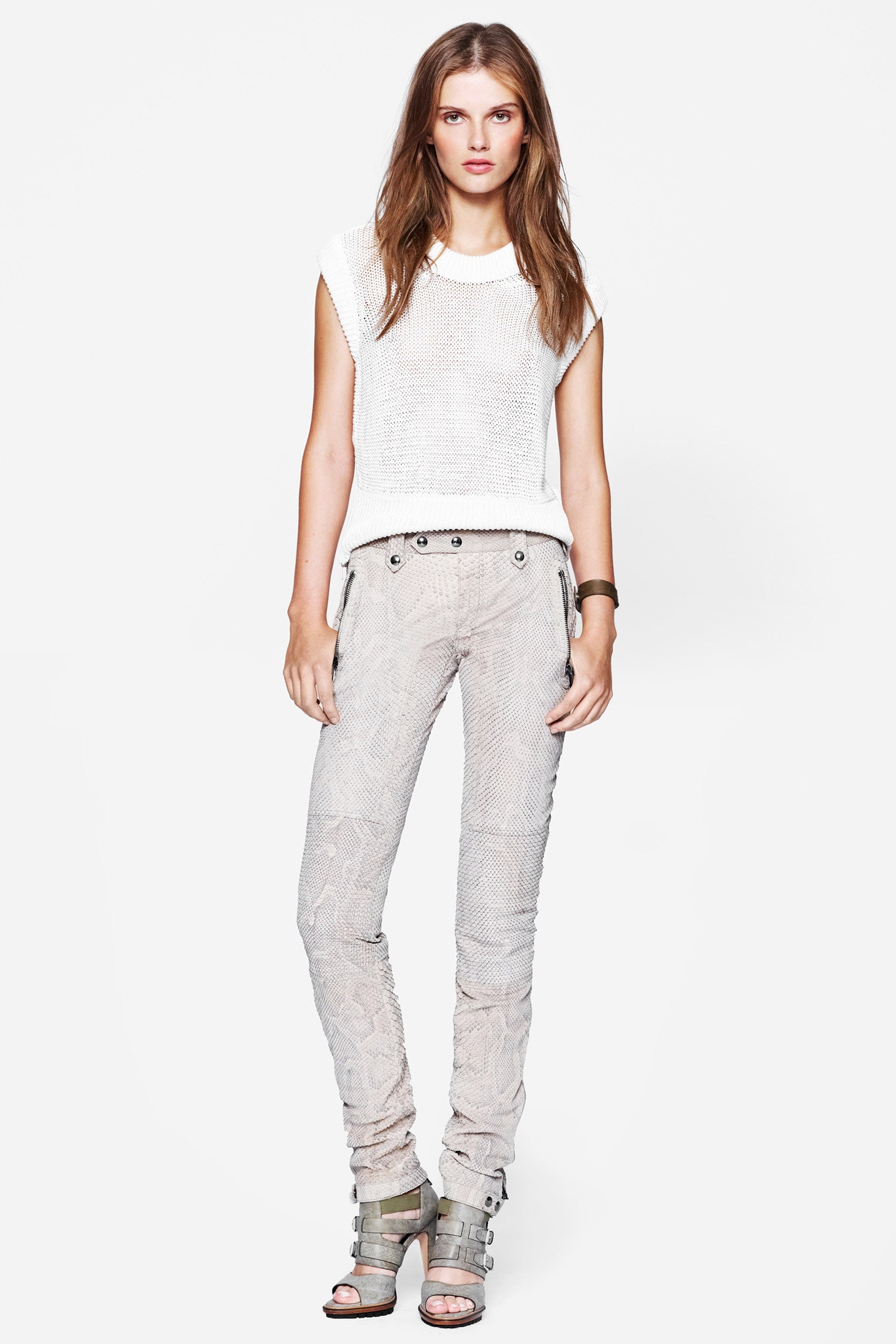 white sleeveless knit sweater